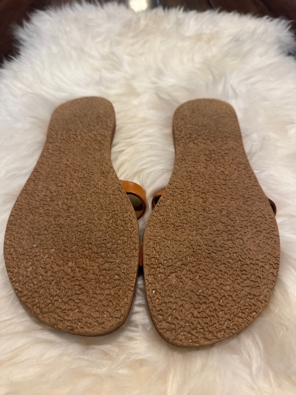Women's Tan Leather Slide Sandals, New without the box - Picture 5 of 5
